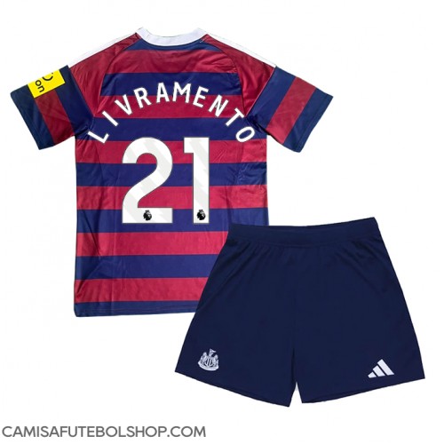 Camisa de time de futebol Newcastle United Tino Livramento #21 Replicas 2º Equipamento Infantil 2024-25 Manga Curta (+ Calças curtas)